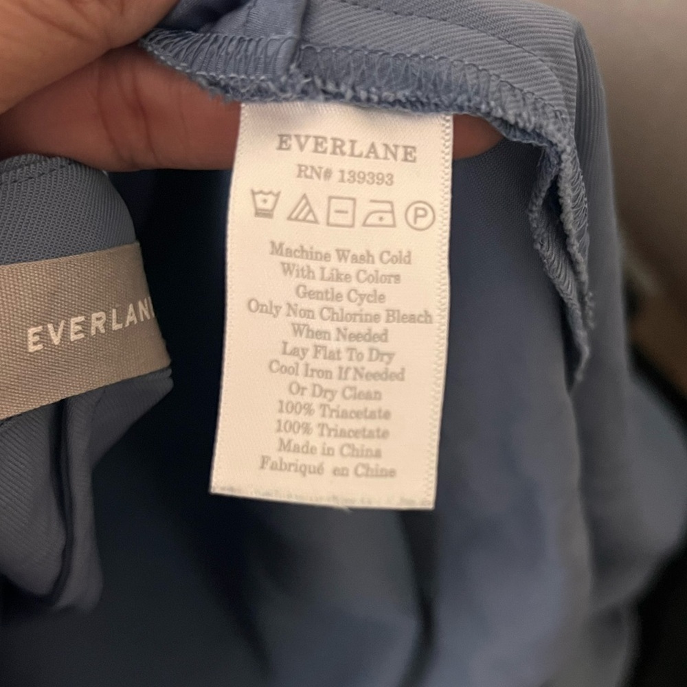 Everlane The Japanese GoWeave Long Sleeve Mini Wrap Dress Slate Blue 6 Secretary - Picture 9 of 9